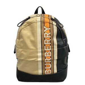Burberry 8023910 Beige Black Multi Nylon Leather Backpack